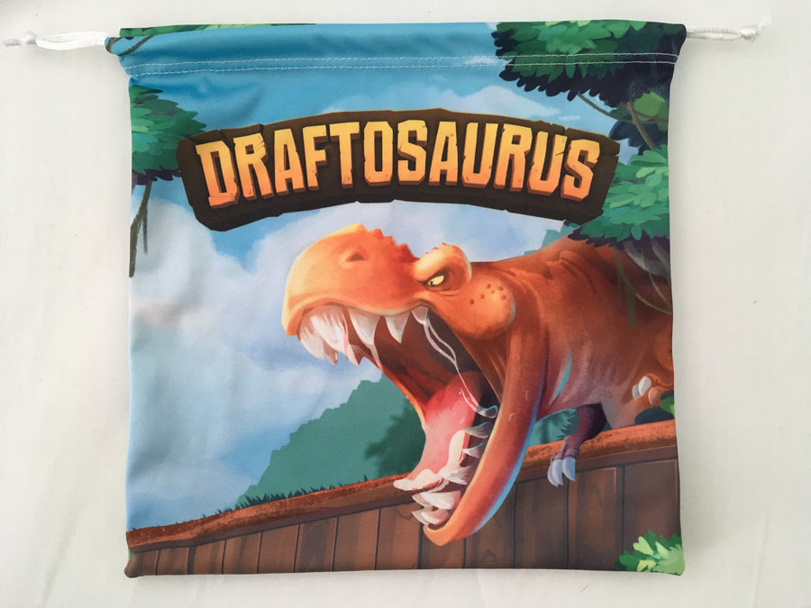 GeekUp Bag: Draftosaurus for use with the board game Draftosaurus, REORDER, sold at the BoardGameGeek Store