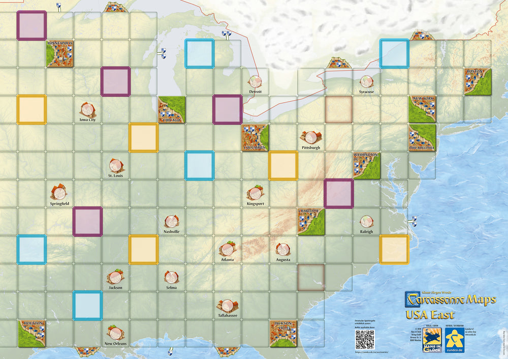 Carcassonne Maps: USA East for use with the board game C, Carcassonne, sold at the BoardGameGeek Store