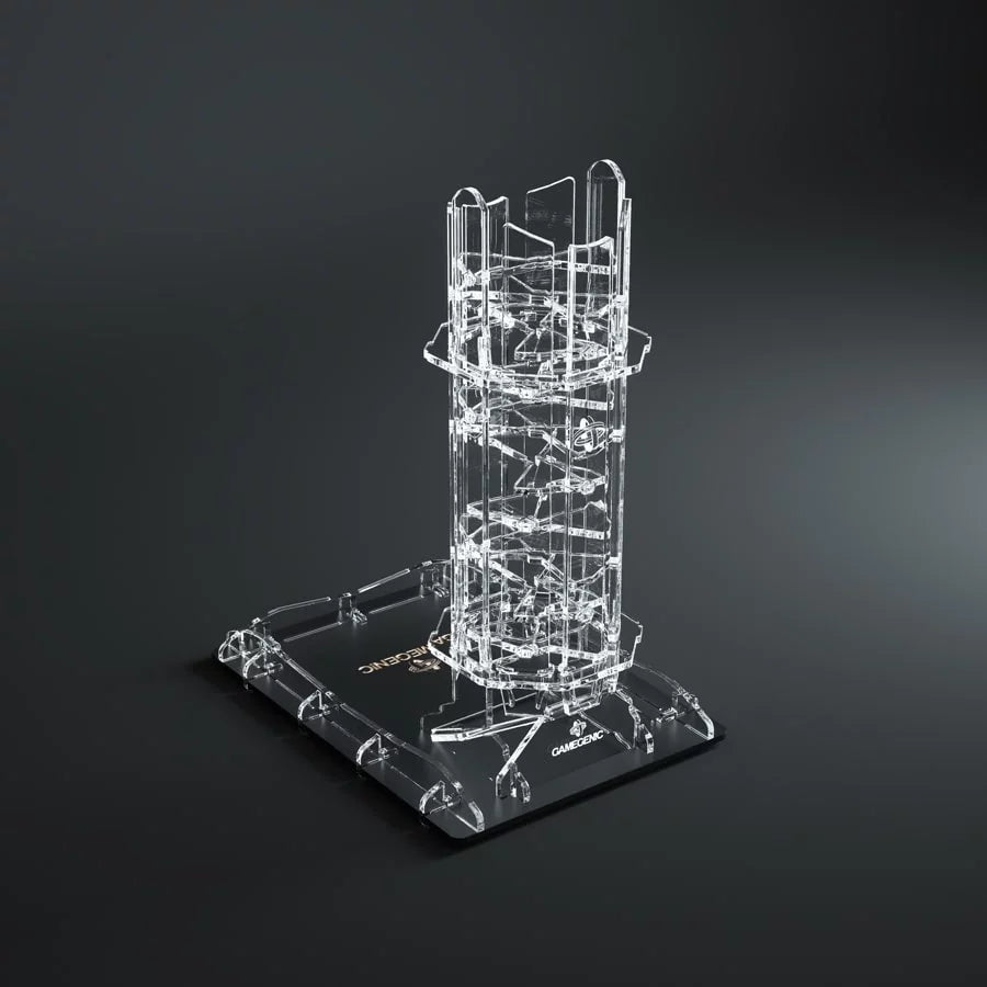 Gamegenic - Crystal Twister Dice Tower for use with the board game Gamegenic, sold at the BoardGameGeek Store