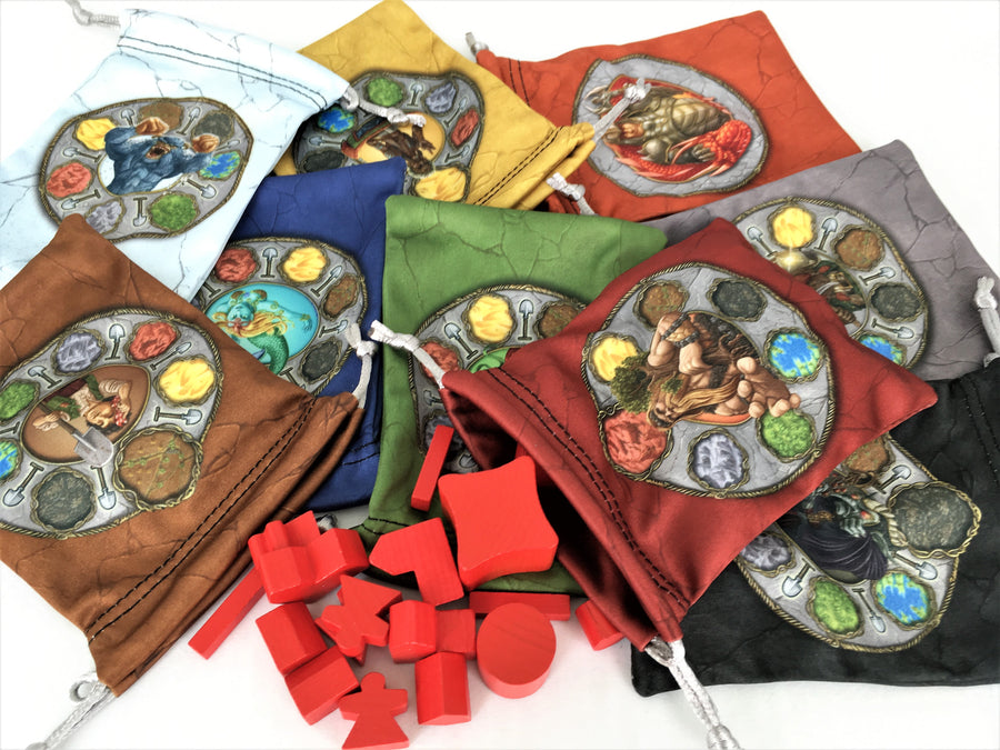 GeekUp Bag Set: Terra Mystica Player Bags for use with the board game REORDER, Terra Mystica, sold at the BoardGameGeek Store