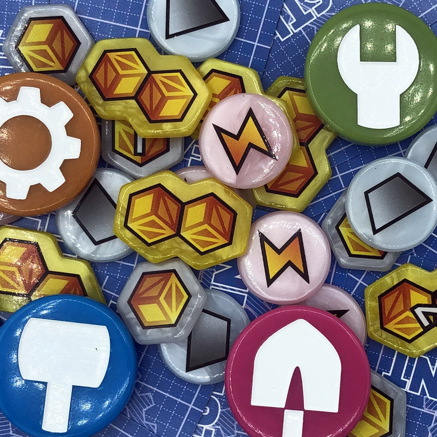 GeekUp Bit Set: Fantastic Factories for use with the board game Fantastic Factories, REORDER, sold at the BoardGameGeek Store