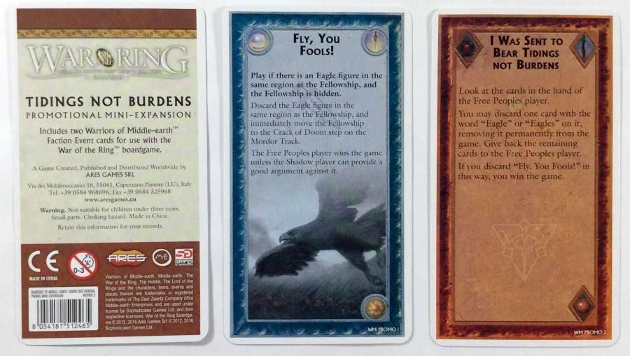 War of the Ring: Warriors of Middle-Earth – Tidings Not Burdens Mini-Expansion for use with the board game W, War of the Ring, sold at the BoardGameGeek Store