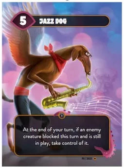 Mindbug: Jazz Dog Promo Card for use with the board game M, Mindbug, sold at the BoardGameGeek Store